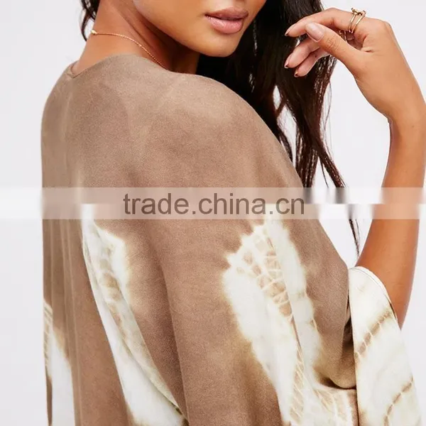 Casual Clothing OEM Kaftan Open Front Tie Dye Woman Long Print Kimono photo-5