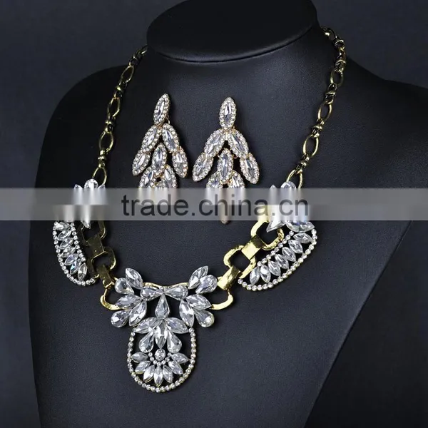 Fashion Crystal Alloy Necklace Earring Set Jewelry photo-4