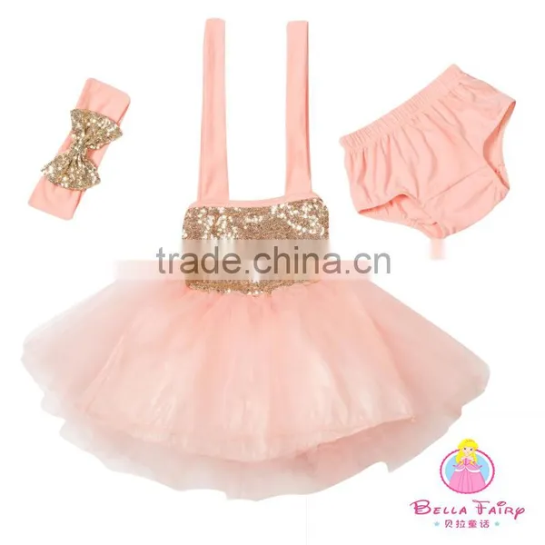 2016 New Design Baby Girls Party Dress Dresses WithHeadband Infant Princess Flower Dresses for Children Wear photo-6
