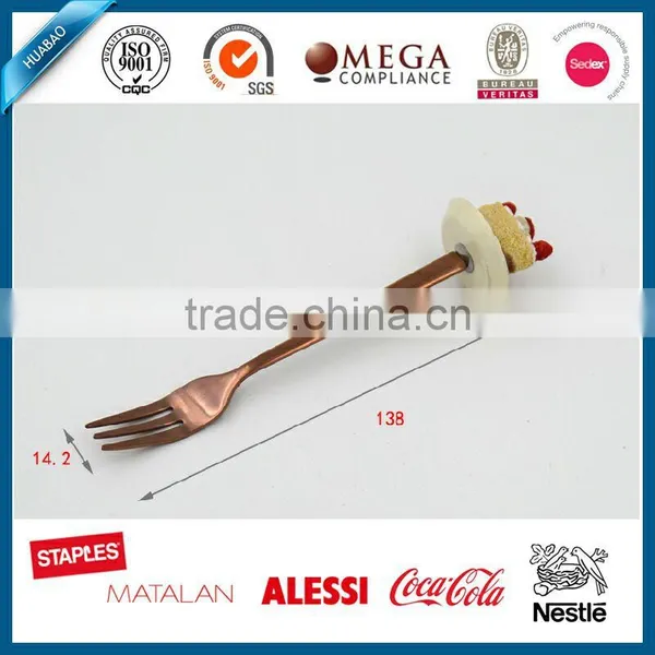 Dessert Spoon and Fork Set, Stainless Steel Flatware Set With Cute Polyresin Handle, Reindeer Cutlery Set With Golden Handle photo-3