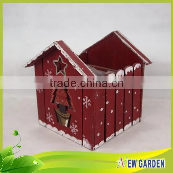Home Decor Garden Beautiful House Shape Wooden Flower Pot photo-3