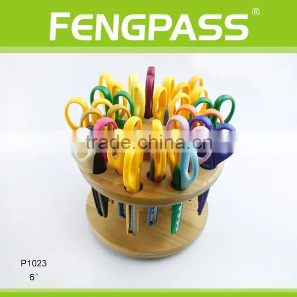 P1023 2Cr13 Stainless Steel Blades With Plastic Handle Zig Zag Paper Craft Scissors Set 10pcs Tijeras With Wooden Block photo-3