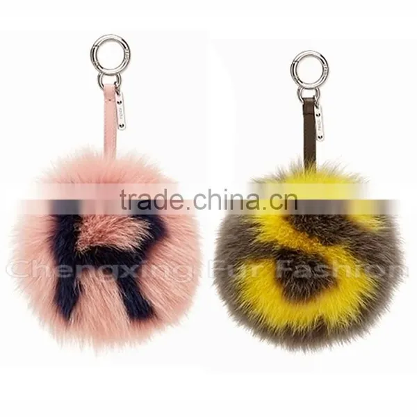 CX-R-38 Highly Genuine Fox Fur Ball Keychain Trinket Alphanumeric Bags Accessories Key Chain photo-6