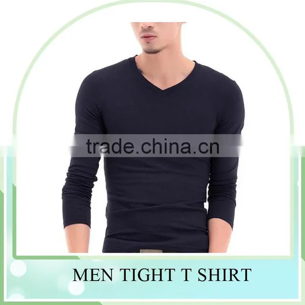 New Fashion 100% Cotton Slim Fit Sport Tee Shirt,Tight Breathable Short Sleeve Shirt for Men , Custom V Neck T-shirt Design photo-2