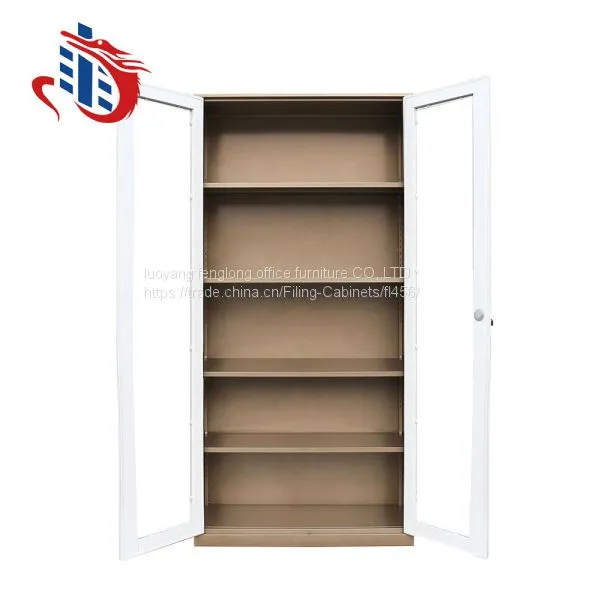 Steel Office Commercial Furniture 2 Swing Glass Door Filing Storage Cabinet photo-4