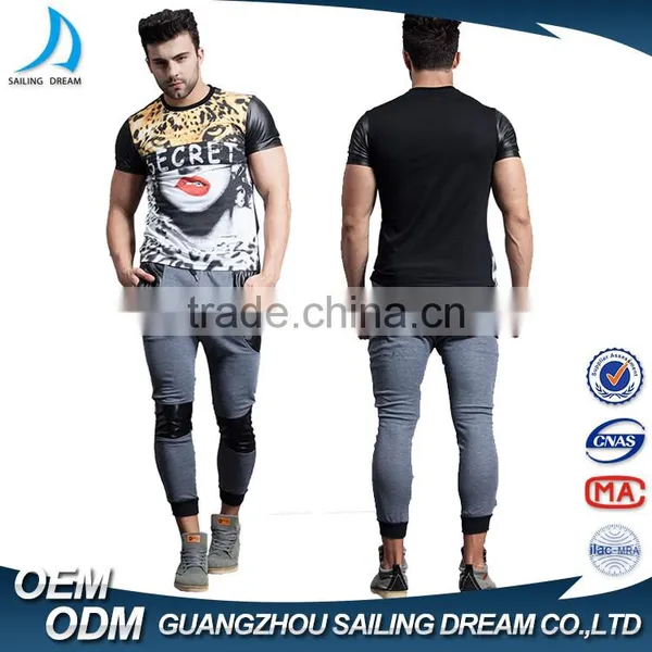 2016 High Quality Light Grey Patch Design Mens Jogger Sweat Pants for Men photo-2