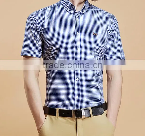 Short Sleeve Shirt Cotton Summer Youth Contracted Texture Plaid Shirt English Cultivate One's Morality With Big Yards photo-6