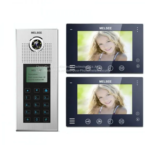 Cat5/Ethernet Cable 2 Apartments Video Door Phone With Name List Operation English/Turkish/Spanish/French Language Avail photo-3