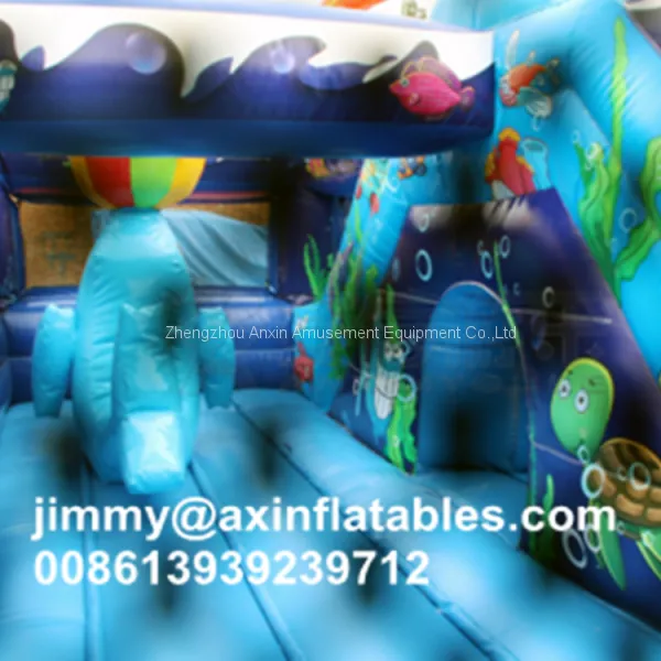 New Design Dolphin Bouncy Castle,sea World Theme Inflatable Bouncing Playground With Slide photo-4