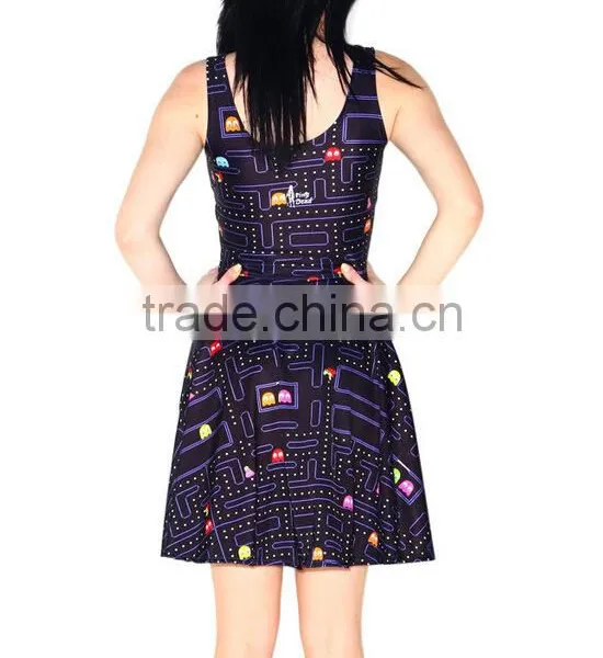 2017 3D Digital Printed Floral Eat Peas Pleated Dress for Women Wholesale photo-4