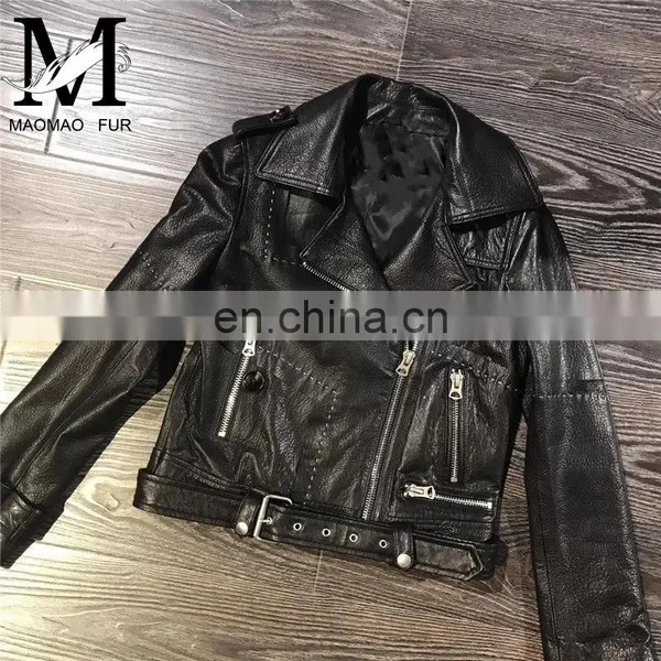 Italian Soft Jacket Genuine Lambskin Leather Slim Leather Jacket Woman Color photo-5