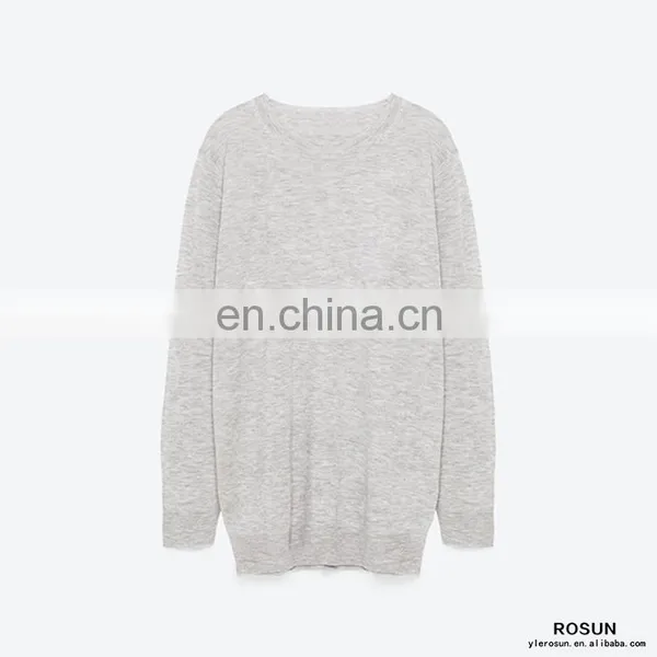 Ladies Light Grey Crew Neck Pullover Oversized Knit Jumper photo-6