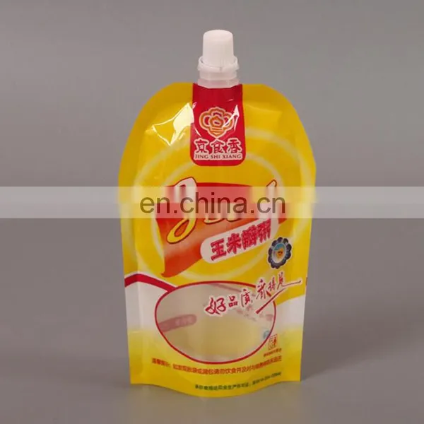 Custom Printed Stand up Plastic Reusable Squeeze Spout Pouch Bag For Gruel Packing With Clear Window photo-3