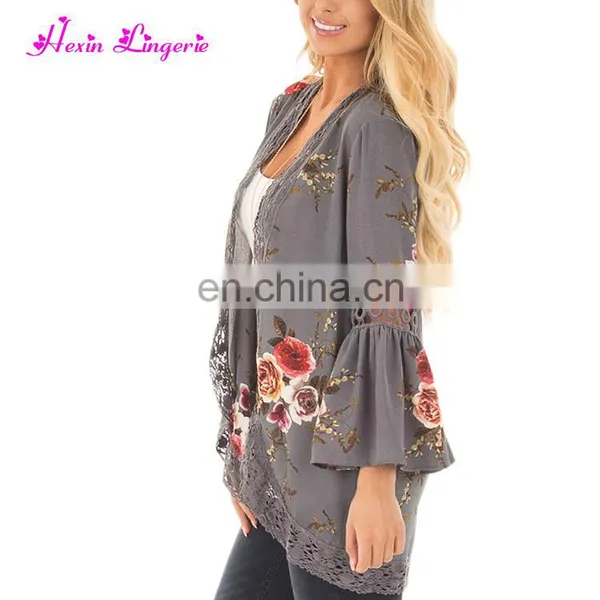 High Quality Kimono Lace Patchwork Cover Up Chiffon Long Women 2017 Bulk Cardigans photo-2