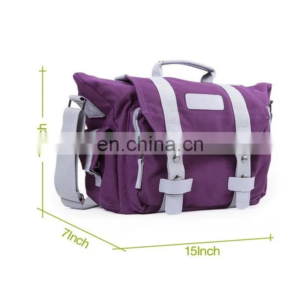Large Canvas Messenger Slr Dslr Camera Bag With Rain Cover for Digital Cameras Laptops photo-4