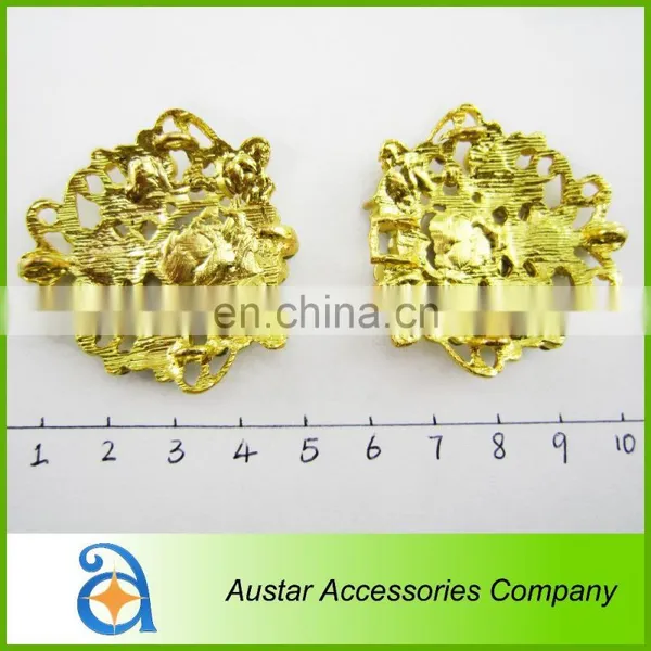 Fashion Diamond Pair Buckle for Gold Silk Wedding Invitation With Gold Satin Ribbon And Rhinestone Brooch Buckle photo-2