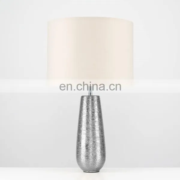 Good Items Custom Hotel Bedside Decoration Silver Ceramic Vase Carved Nordic Desk Lights With Logo photo-3