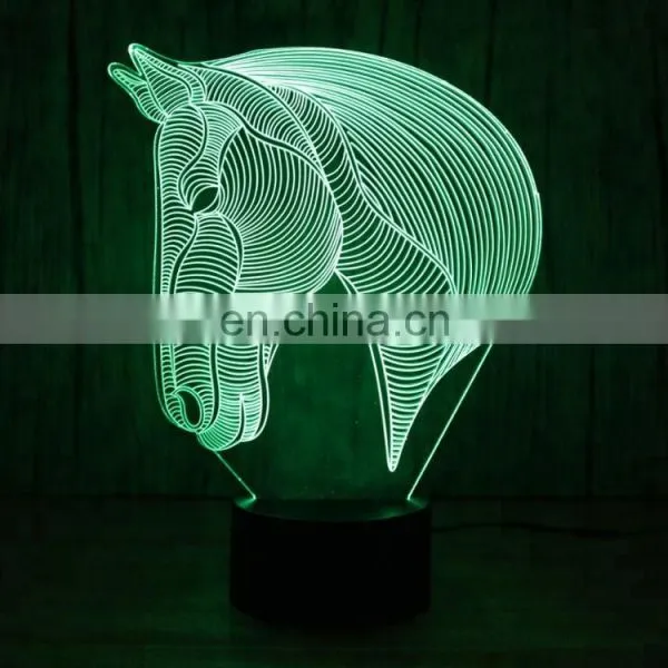 3D Illusion Horse Lamp Acrylic Led Night Light Table Desk Lamp for Bedroom photo-3