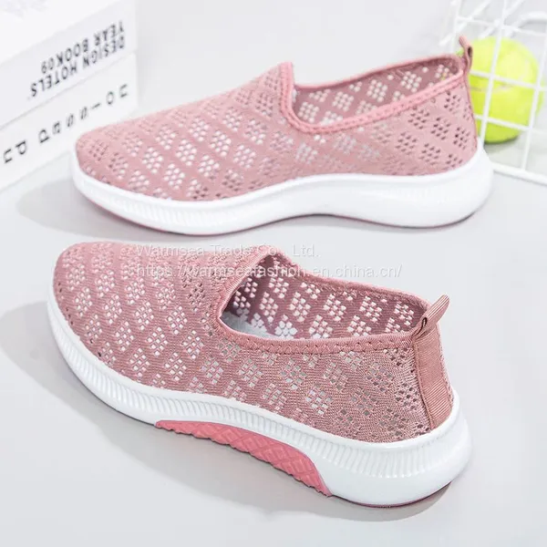 Summer Cloth Shoes Women's Mesh Breathable Casual Shoes Soft Bottom Non-slip Mesh Shoes Flat Bottom One Pedal Mother Shoes photo-2