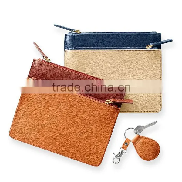 Saffiano Leather Bag Genuine Leather Zip Pouch Clutch Bag Simple Clutch Bag Travel Leather Pouch for Women photo-2