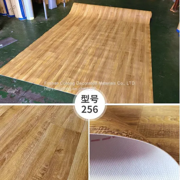 Gray Wood Grain Floor Leather Factory Dormitory Site Activity Board House Office Container Rental House PVC Floor Leather photo-3