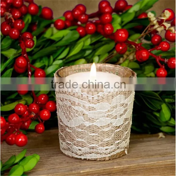 Votive Holder Cups Burlap /Burlap Mason Jar Vase / Glass Bowl For Bar photo-6
