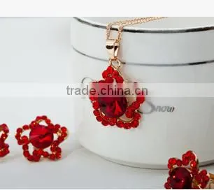 Bridal Ruby Red Necklace Earring Set Lateat Design Jewelry Set photo-2