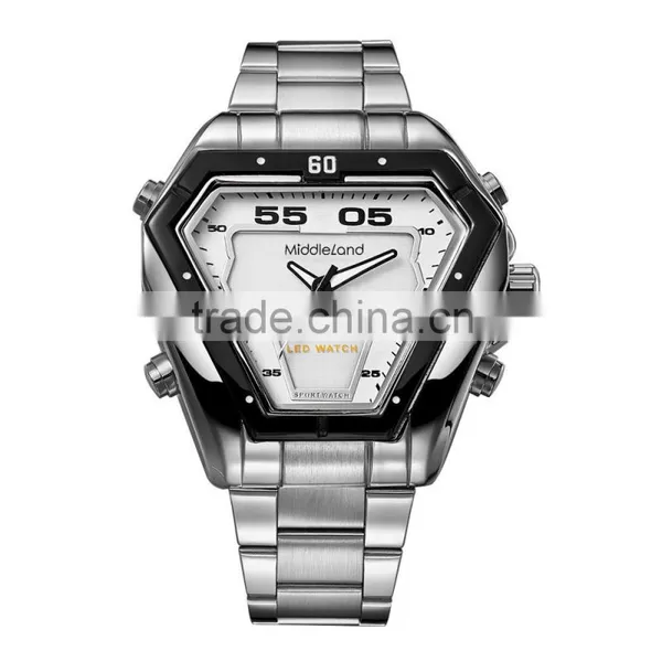 MIDDLELAND Stainless Steel Watch Band Alloy Watch Case Smart Waterproof Men's LED Light Up Watches photo-3