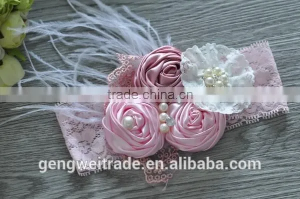 Wholesale Beautiful Girls Hair Accessory Fashion Feather Flower Baby Kids Headband for 0-3years photo-2