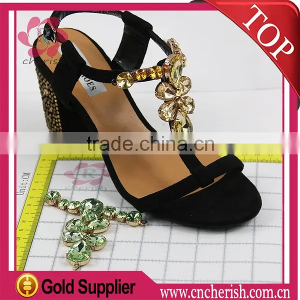 Hot Sale Green Color Glass Stones Crystals Ladies Sandals Decorations Accessories photo-5