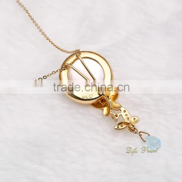 Wholesale Beautiful 14k Yellow Gold Mabe Pearl Pendants photo-3