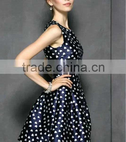 100% Polyester Sleeveless Heart Printed Summer Dress 2014 With Good Lining photo-5