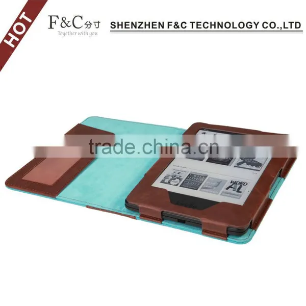 Book Style Canvas Case Cover for 2014 Amazon Kindle Touch E-bopk photo-4