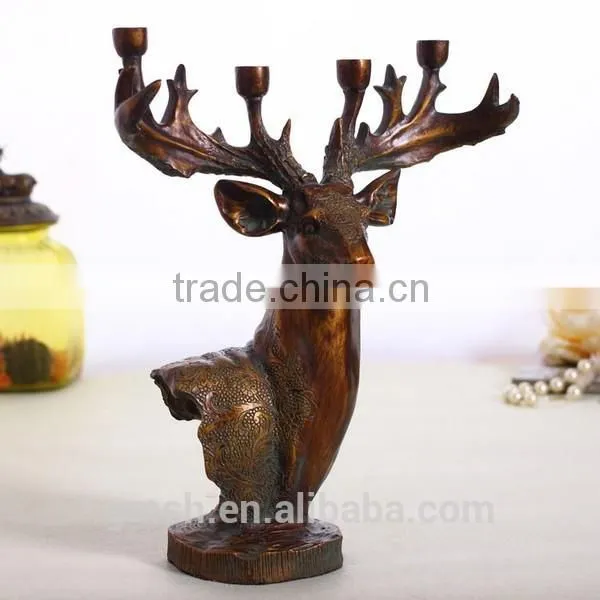 2015 Hot!! Wedding Bronze Deer Head Resin Candlestick on Sale photo-2