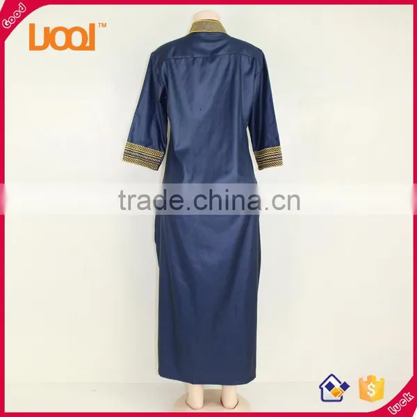 NEW African Women Blue Dashiki Traditional Dress 2 Pocket photo-2
