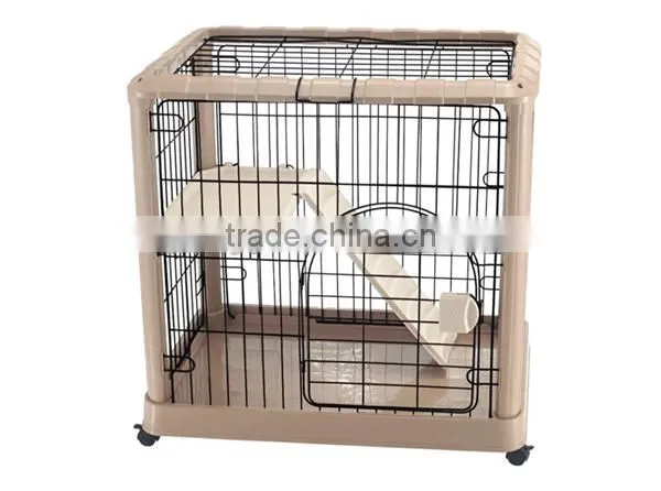 Luxury 3-floor Wire Plastic Cat Cage photo-2