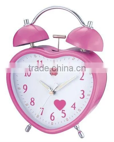 Heart Shape Metal Case Mechanical Alarm Clock, Desktop Clock, Bedside Clock, Candy Color Clock photo-2