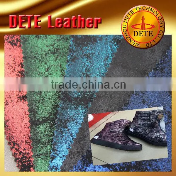 Shiny pu Synthetic Leather Raw Material for Shoe Making Stocklot From China Manufacturer