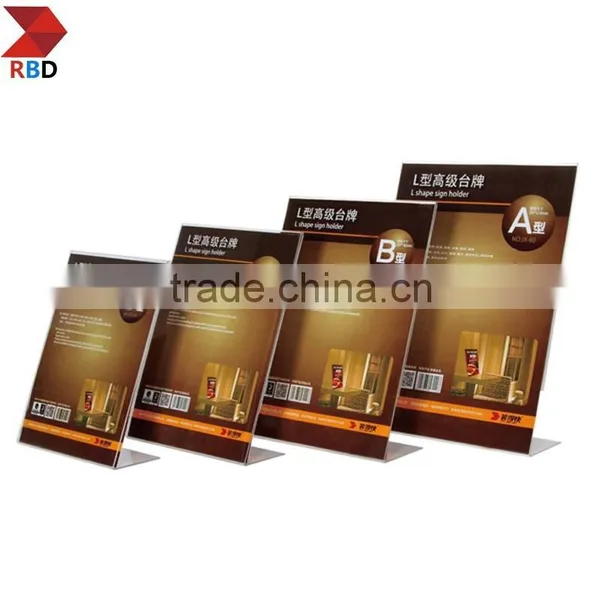 China Gold Supplier 8.5 x 11 Acrylic Sign Holder for Tabletops, Bottom Insert, T-style - Clear photo-2