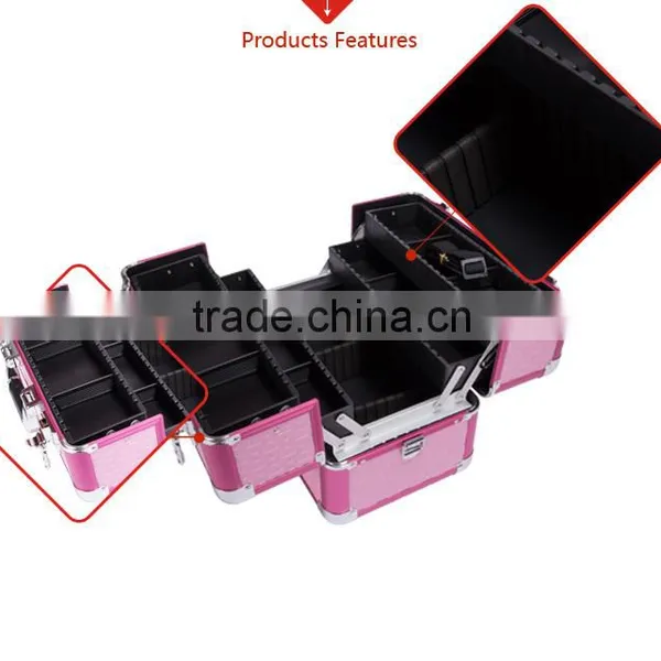 Professional Aluminum Makeup Case Pink Beauty Box Cosmetic Case photo-4