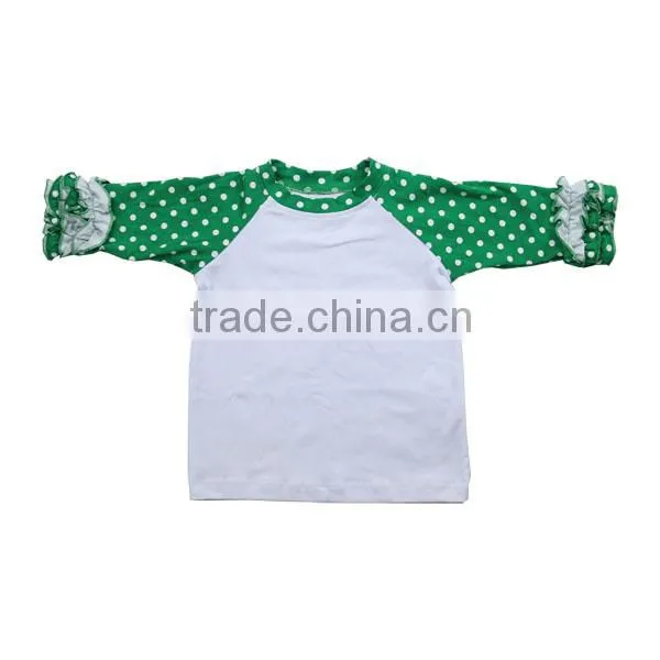 Wholesale 2016 Boutique Baby t Shirt Toddler Girls Striped Sleeve Raglan Shirt 3/4 Ruffle Sleeve Shirt photo-3