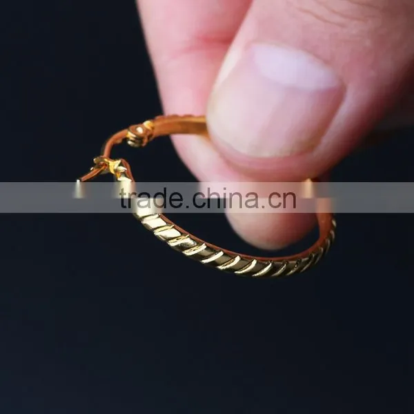 Gold Plated Surgical Steel Body Jewerly Piercing Hoop Earrings photo-2
