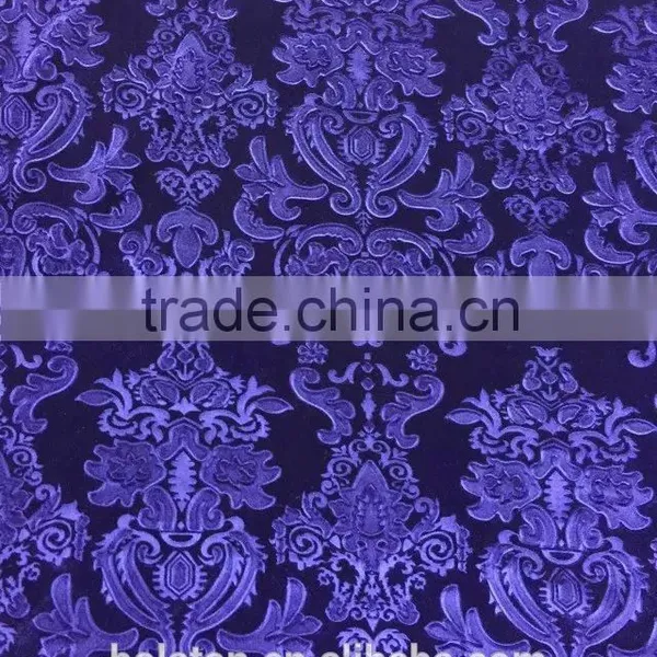 Dark Purple Polyester and Spandex Velvet Fabric 3D Emboss Religion Pattern photo-3