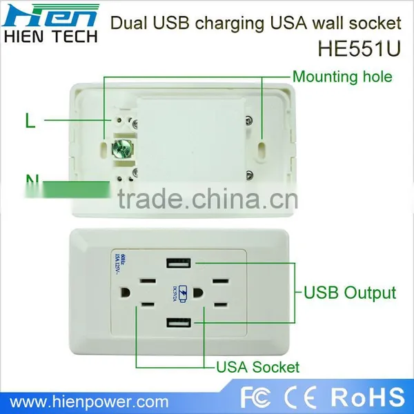 15A Portable Battery Powered Outlet USA Plug Type With 2 USB Ports 2 Gang Socket photo-5