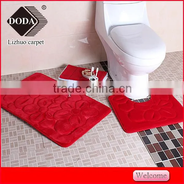 Microfiber Flannel Embossed Non Slip Pvc Backing Contour Bath Rug