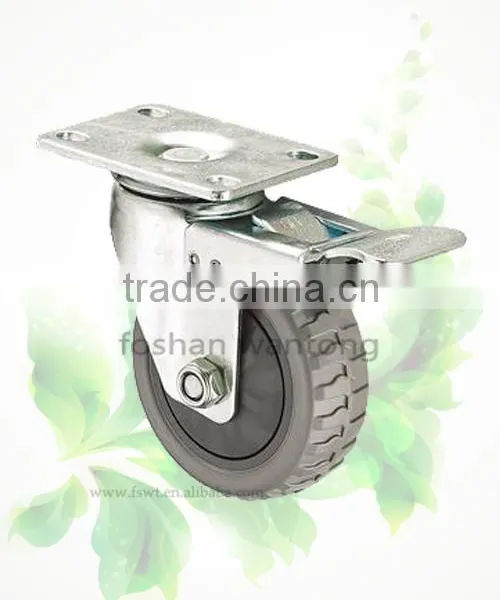 Red PVC Hardware Wheel 100mm Top Plate Swivel Industrial Casters photo-4