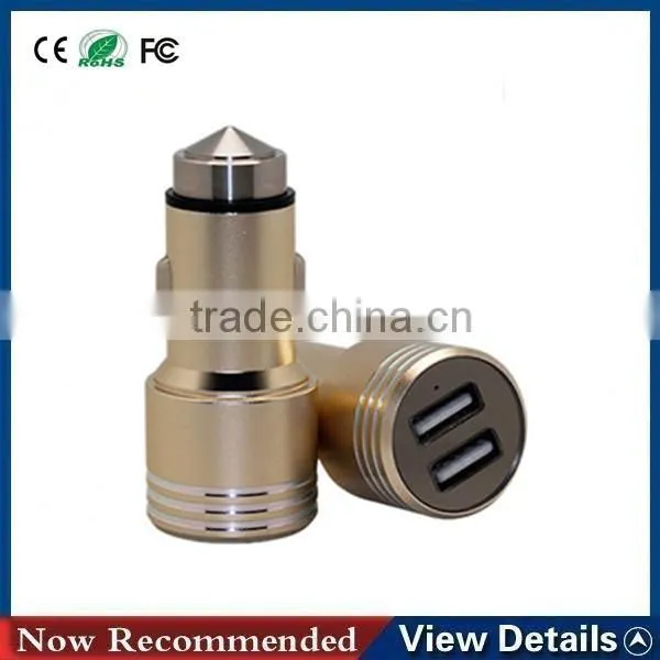 2015 Top Selling 5v 3.1a Stainless Steel Dual Usb Car Charger