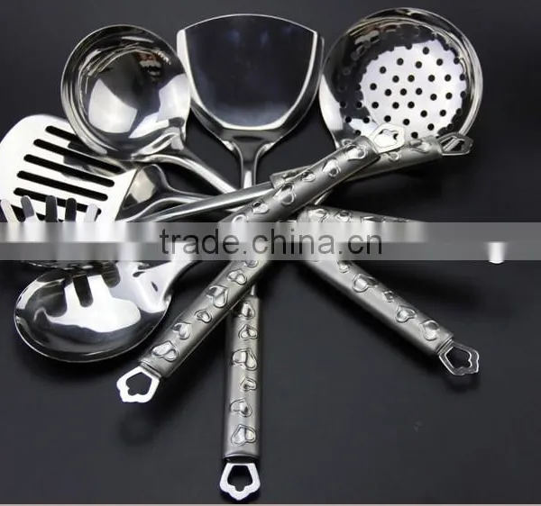 Modern Stainless Steel Kitchen Utensils Set/ Cook Hot Sell Stainless Love Handle Kitchen Ware 7pcs Kitchenware Set S01 photo-4
