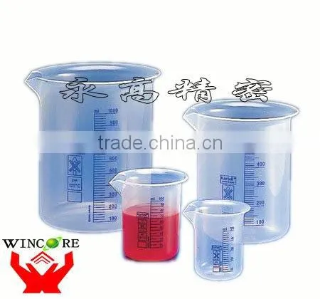 Transparent plastic beaker