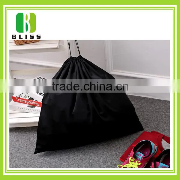 Custom Logo Printed Black Cotton Drawstring Bag photo-2